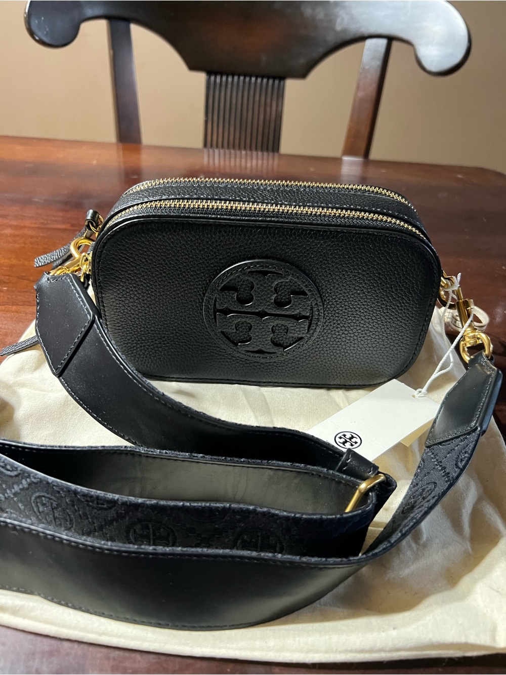 Tory Burch Black Mini Miller Pebbled Leather Crossbody - Picture 6 of 11